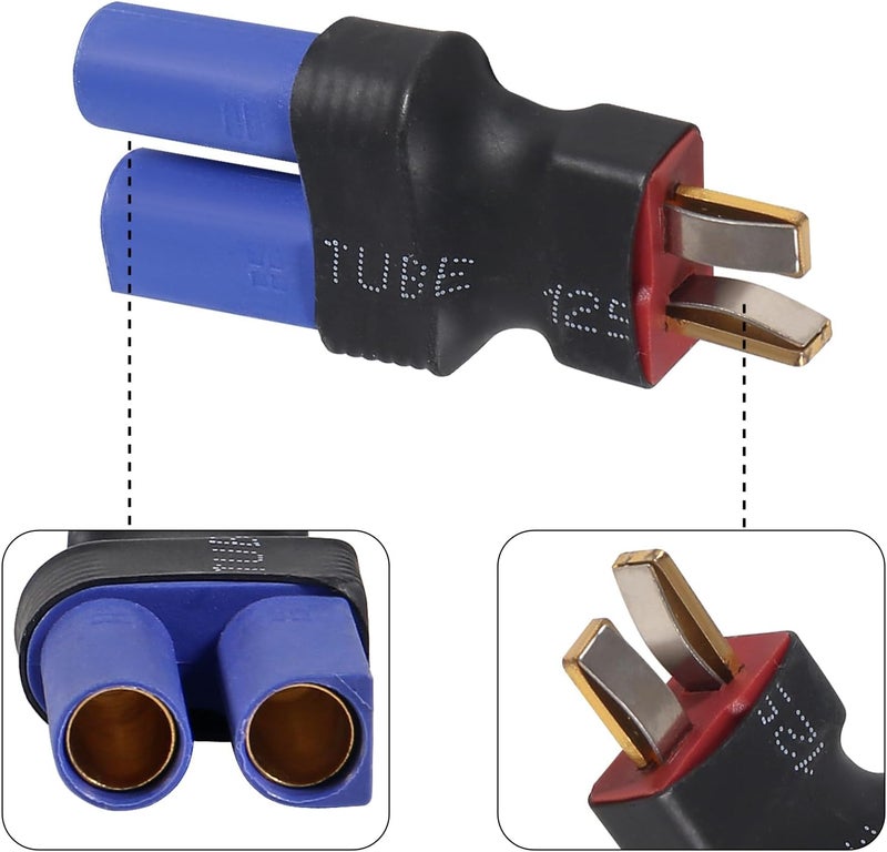 Meimom 8pcs (4 Pairs) EC5 to T-Plug Style Male Female RC Connector Adapter, T-Plug to Male Female EC5 Connector Adapter No Wires RC LiPo Battery Connectors - Image 3